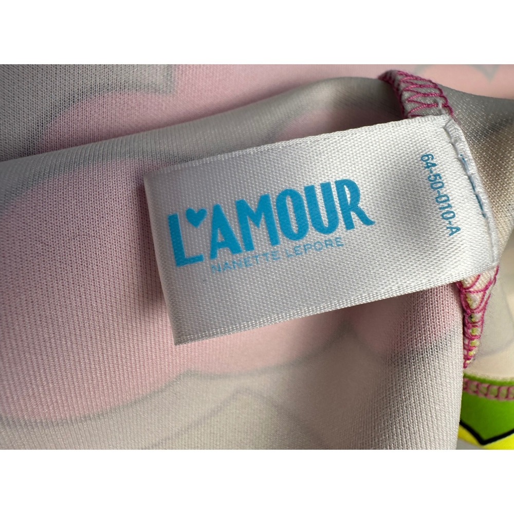 L'Amour Nanette Lepore XS Cloud Print Mini Dress Rainbow Psychedelic Mod Pop Art - Picture 13 of 14